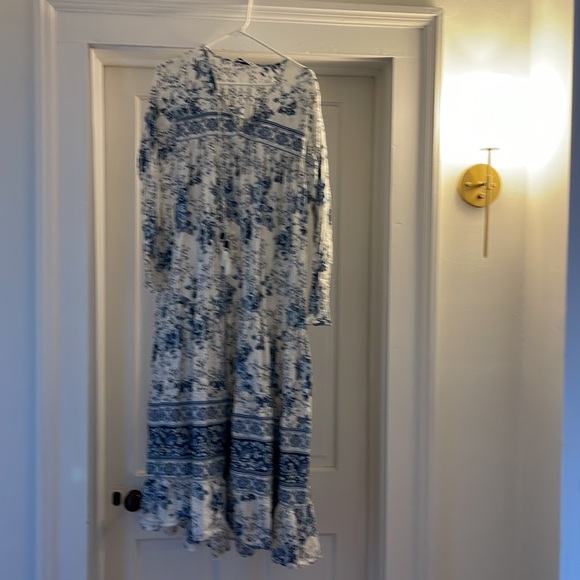 Zara Blue and White Boho Maxi Dress - Picture 2 of 5